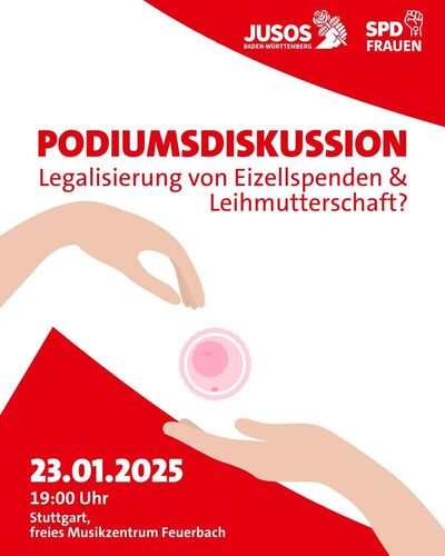 Sharepic Podiumsdiskussion Eizellspende/Leihmutterschaft